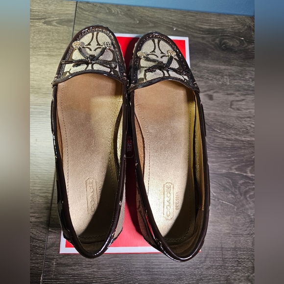 Coach Finna 8 M kahki jacquard driving shoe flat slip on moccasin style driving - Picture 2 of 8